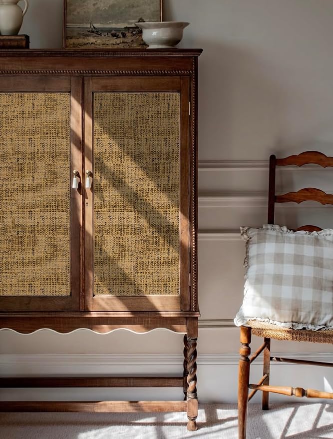 Brown Grasscloth Peel and Stick Wallpaper Textured Contact Paper - Image 6