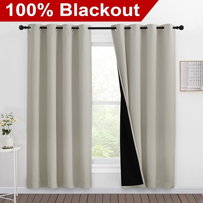 NICETOWN 100% Blackout Window Curtain Panels, Full Light Blocking Drapes - Image 2
