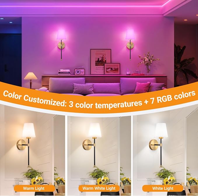 Nekhung Battery Operated Wall Sconces Set of 2, Wireless Wall Light - Image 3