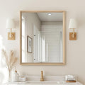 Oak Wood Effect Framed Wall Mirror, 30x36 Rectangle Mirror, Anti-desilvering by Ultrue