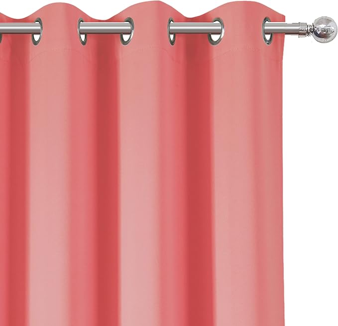 LEMOMO Blackout Curtains 66 x 84 inch/Coral Curtains Set of 2 Panels/Thermal - Image 7