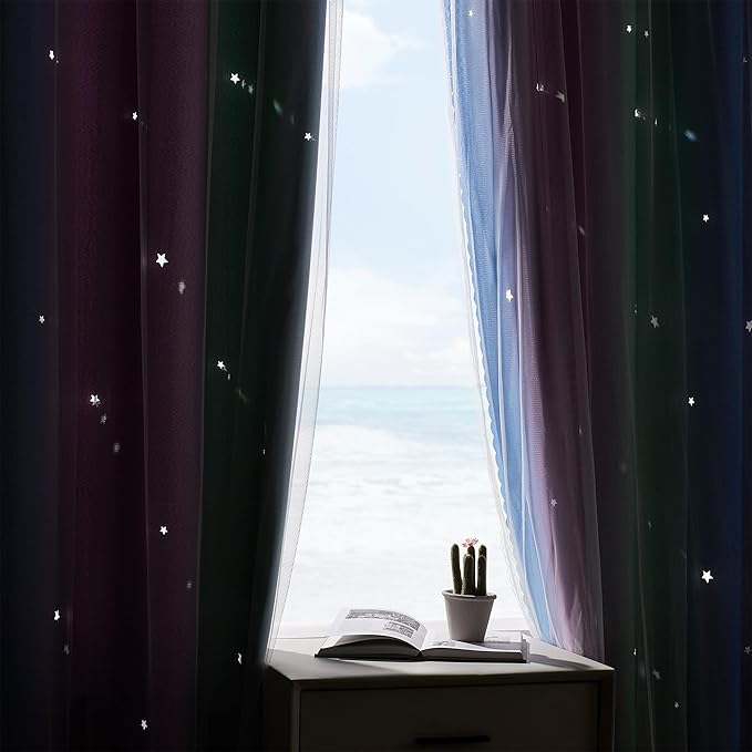 XiDi Blue & Rainbow Curtains for Kids & Girl Room - Image 9