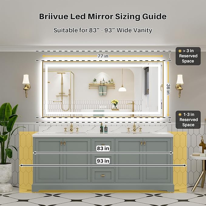 77x36 Inch LED Bathroom Mirror - Image 3