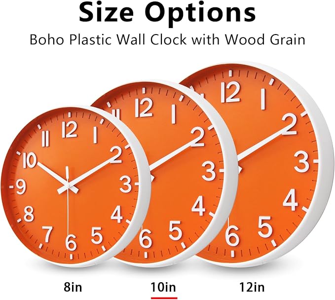 HZDHCLH Wall Clocks Battery Operated, Wall Clock Orange, 10 inch Wall Clock - Image 5
