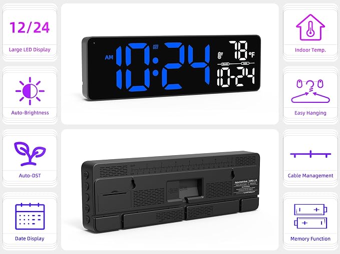 Large LED Digital Wall Clock - Image 2
