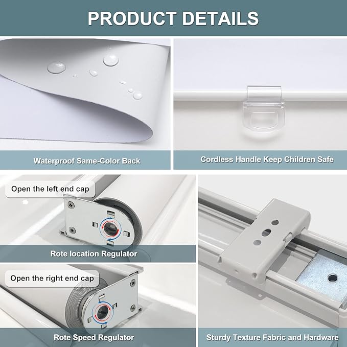 AOSKY Cordless Roller Shades Blackout Blinds - Image 7