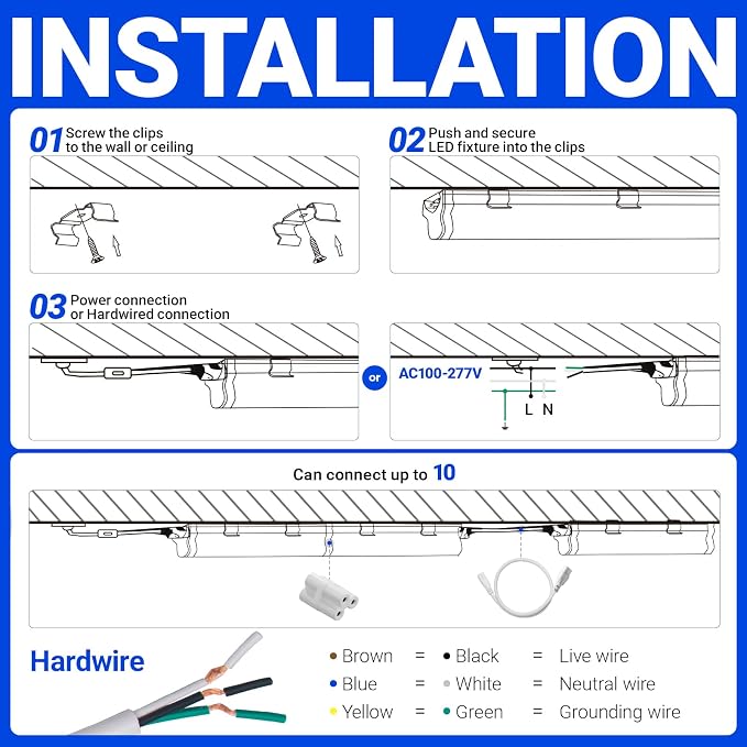 Barrina T5 3FT LED Shop Light, 5000K Daylight White, 16W Utility Light Fixture - Image 9