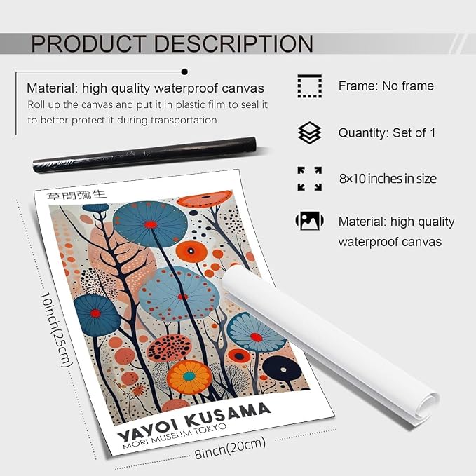 Yayoi Kusama Canvas Wall Art Vintage Japanese Painting Posters Tokyo Aesthetic - Image 2