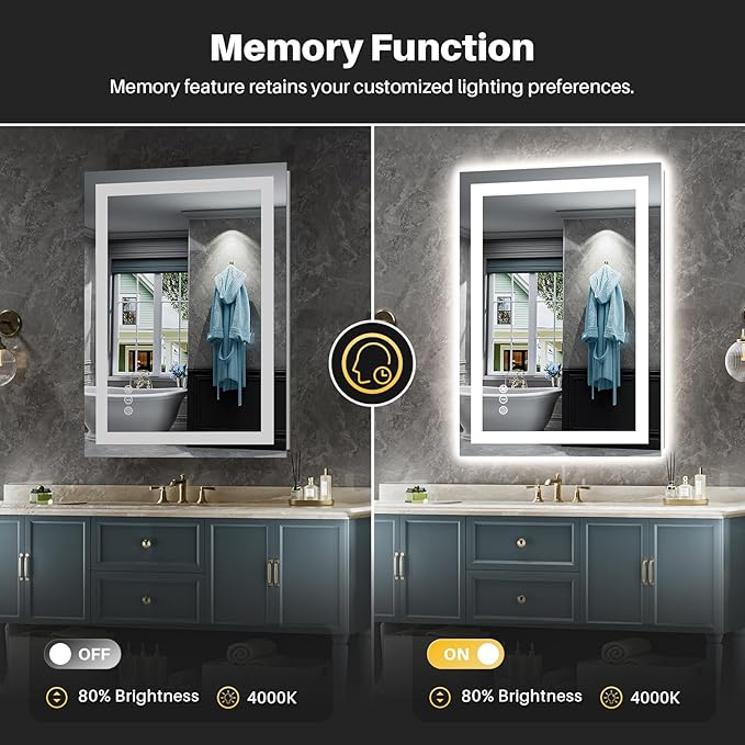Briivue 24x36 Inch LED Bathroom Mirror - Image 6