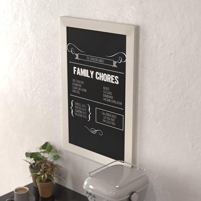 HBCY Creations 20" X 30" Matte White Solid Wood Frame Wall Chalkboard, Magnetic - Image 6