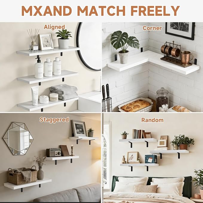Easy Install Floating Shelves, 15.7 Inch Wall Mounted Wood Shelf, Hanging Shelf - Image 6