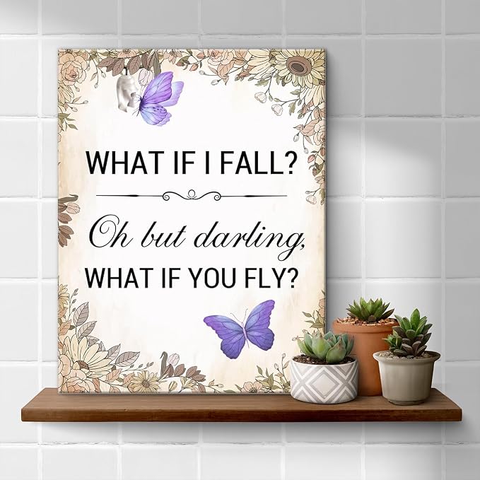 Inspirational Purple Butterfly Wall Art Decor, What If You Fly Motivational - Image 4