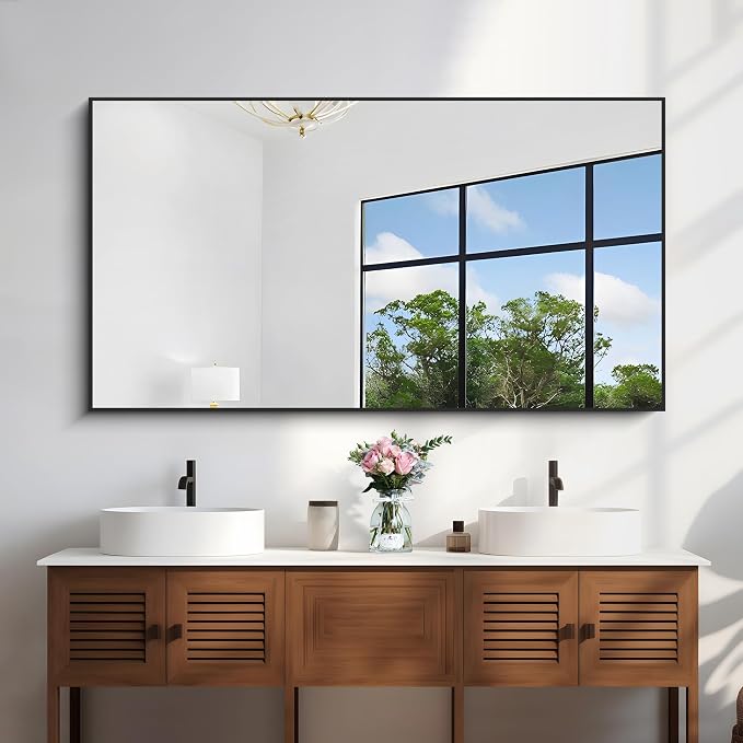 KOCUUY Bathroom Mirror, 30x55 Inch Large Black Mirrors - Image 8