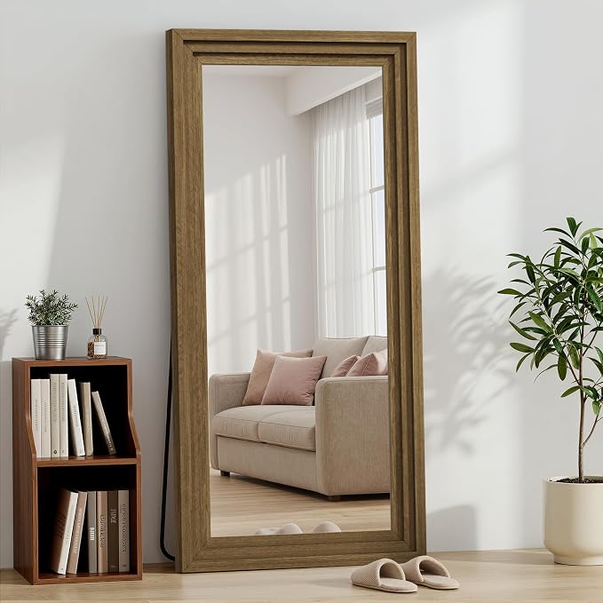 Full Length Mirror 71"x30", Large Solid Wood Frame Floor Mirror, Leaning Floor by WISSMILESHOME
