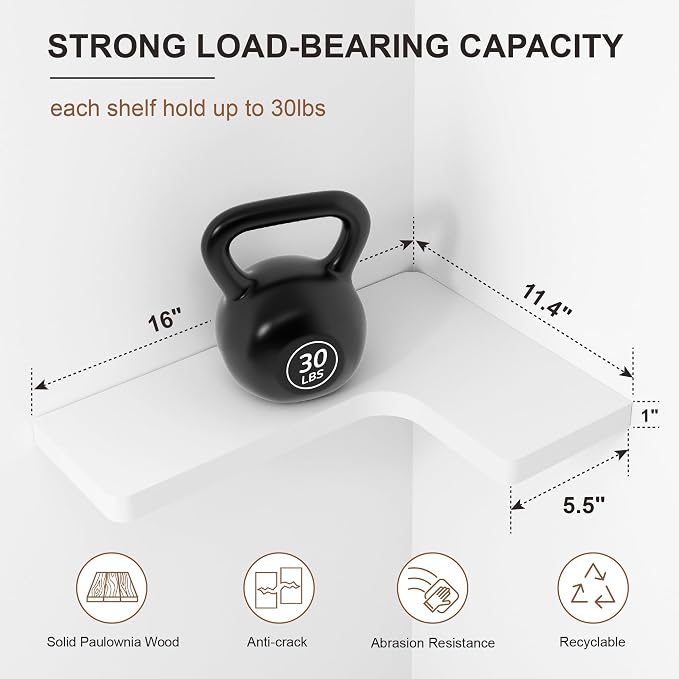 fuqing Corner Floating Shelves, Wall Shelf Set of 3, Shelves - Image 3