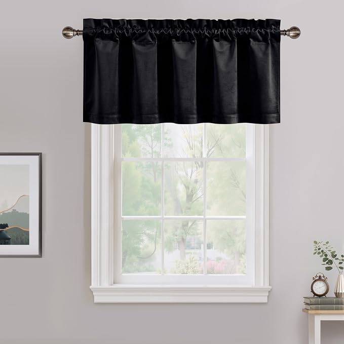 NICETOWN Black Velvet Valance Curtains by NICETOWN