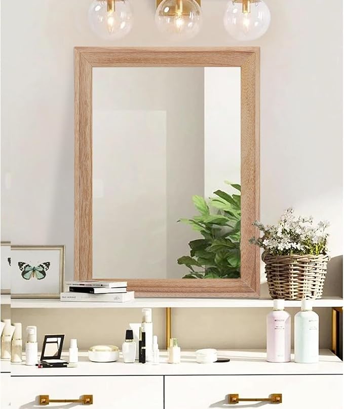 AAZZKANG Rustic Mirrors for Wall Rectangle Wooden Frame Hanging Mirror for - Image 4