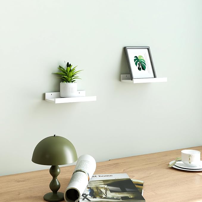 Small White Floating Shelves for Wall Decor, Wall Mounted Wood Shelf for Bedroom - Image 2
