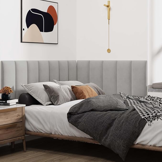 IFNOW Wall Mounted Upholstered Headboard King, 3D Peel and Stick Soundproof - Image 4