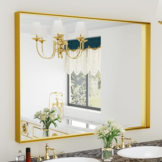 40x30 Inch Gold Bathroom Mirrors by Dimelax