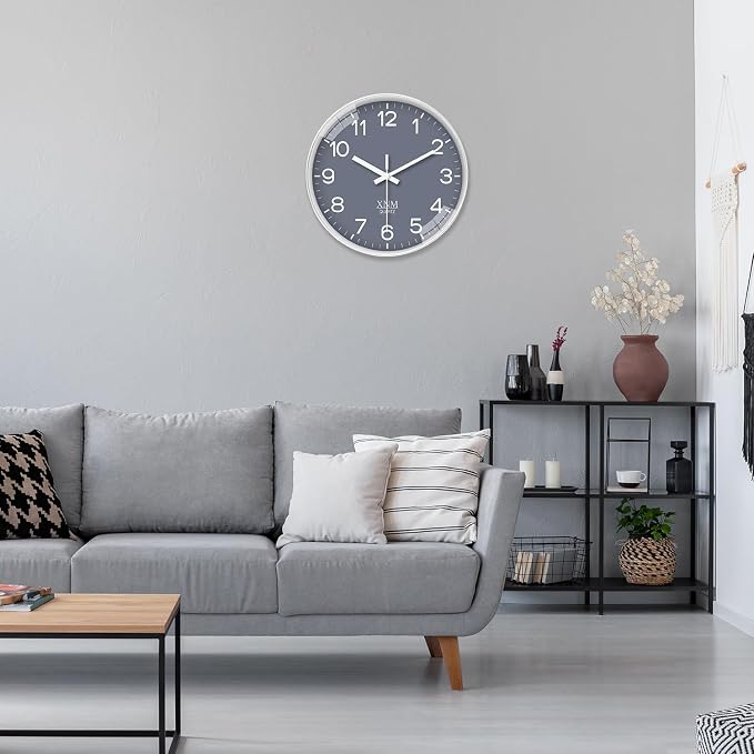 XNM Minimalist Wall Clocks Battery Operated Grey Analog Wall Clock - Image 2