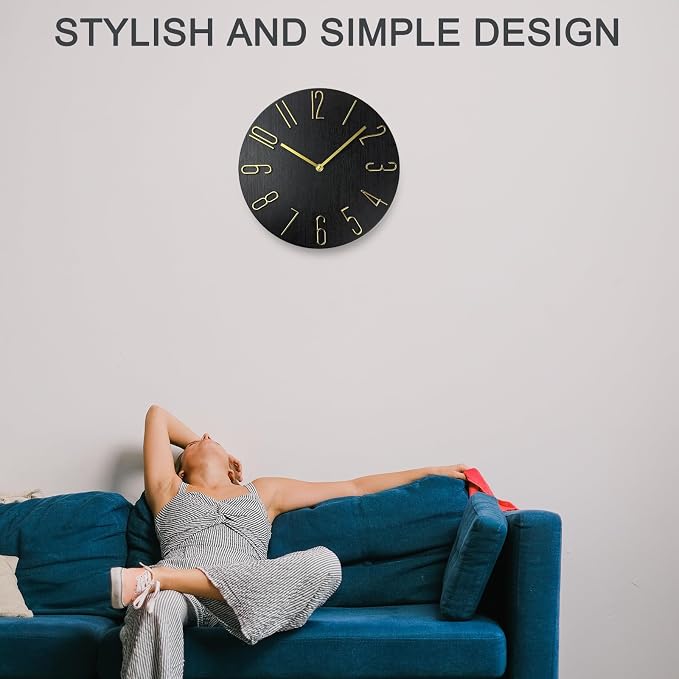 Wall Clock, Silent Clock, Wall Clocks Battery Operated， 12 inch Modern Wall - Image 3