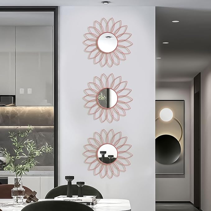 3 Pack Metal Mirrors for Wall Sunburst Wall Mirrors Home Décor Decorative - Image 4