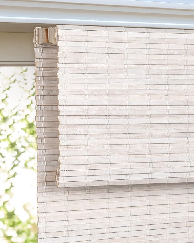 LazBlinds Cordless Bamboo Roman Shades, Privacy Window Treatment, Roll Up - Image 2