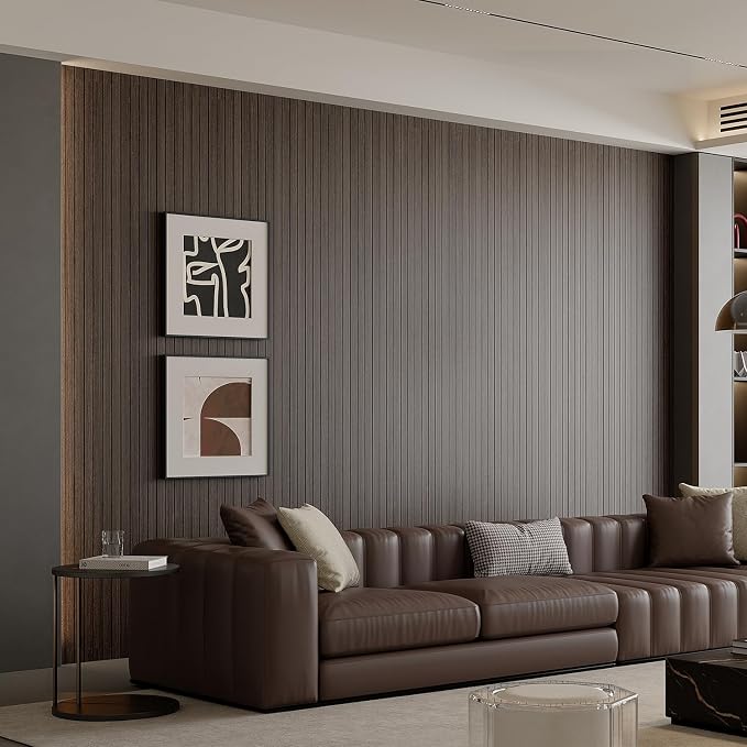 Yutianli PVC Slat Wall Panel Peel and Stick 236"x 15.7" Faux Wood Slat Panel - Image 2