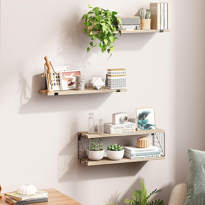 Fixwal Bathroom Floating Shelves Over Toilet, 15.8in Farmhouse Rustic Wood - Image 6