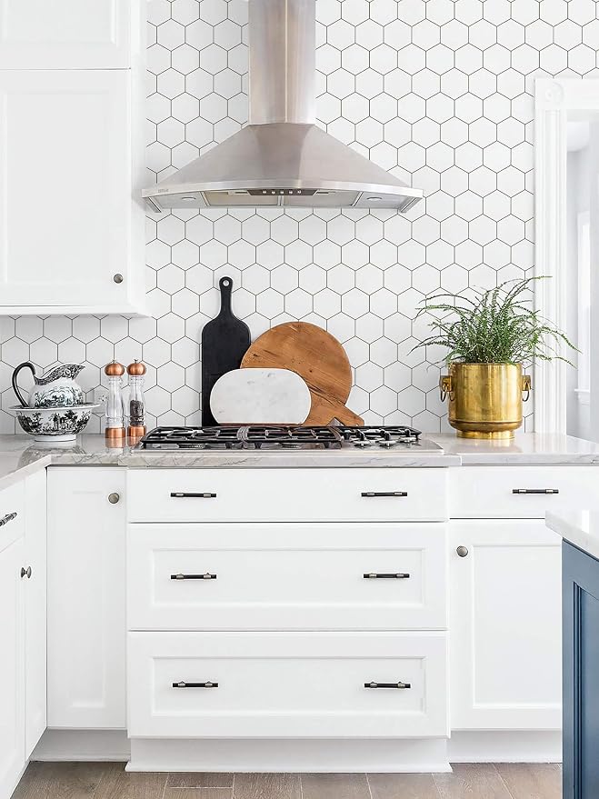 Kitchen Peel and Stick Wallpaper White Wallpaper Modern Contact Paper - Image 3
