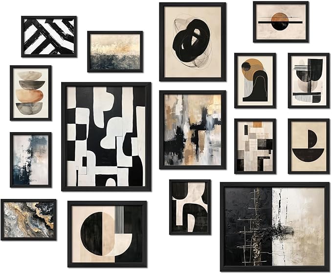 ANERZA 16 PCS Framed Black and White Abstract Wall Art Decor, Minimalist Wall by ANERZA