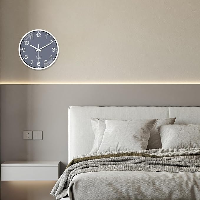 XNM Small Grey Minimalist Wall Clocks Battery Operated 8 Inch Classic Analog - Image 3