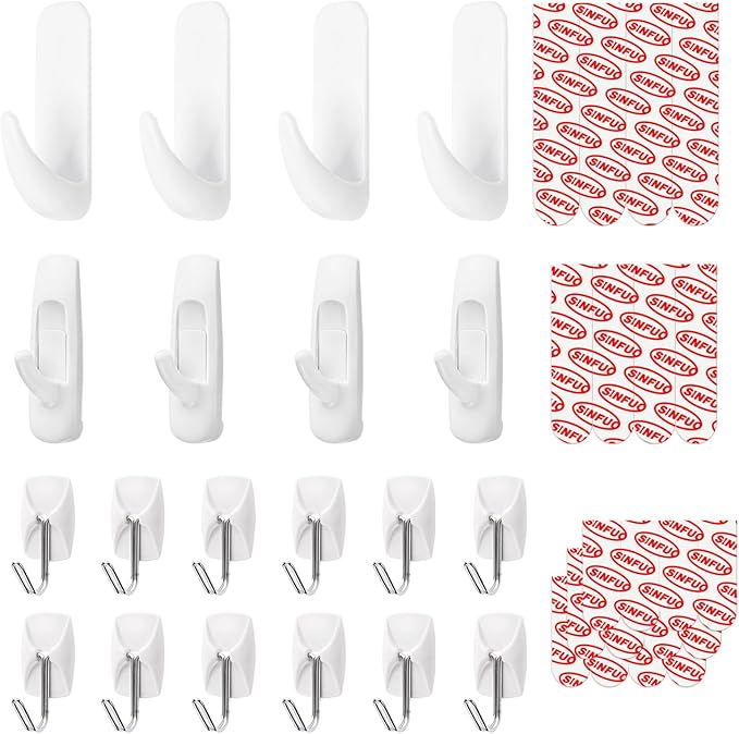 Sinfuo 20 Hooks for Hanging Variety Pack, Adhesive wall Hooks Heavy Duty by Sinfuo