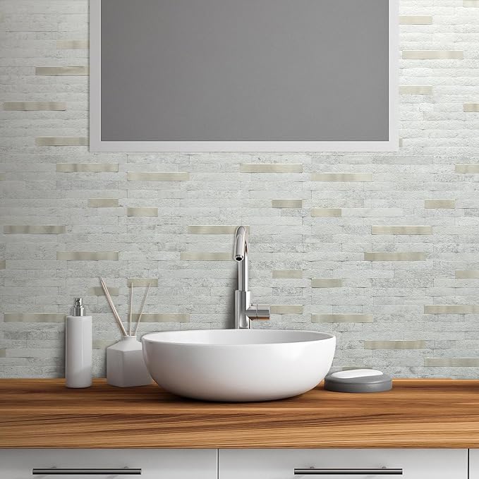 AULIGET 20 Sheets Faux Stone Peel and Stick Backsplash - Image 4