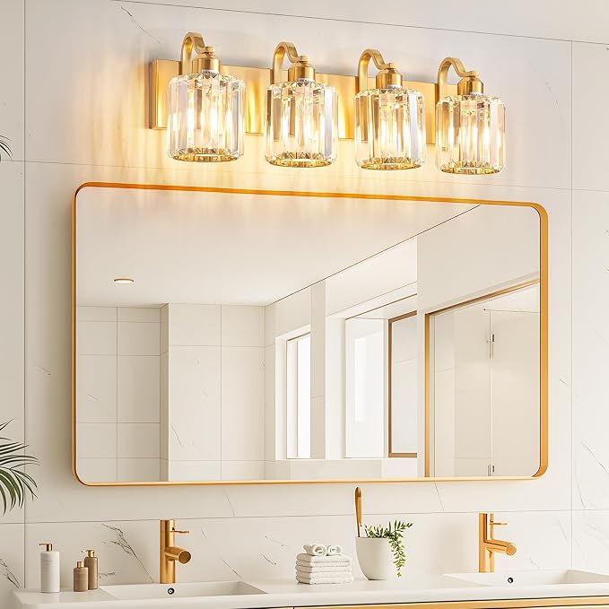 Crystal Vanity Lights, Modern 4-Light Bathroom Lights Over Mirror, Bathroom - Image 2