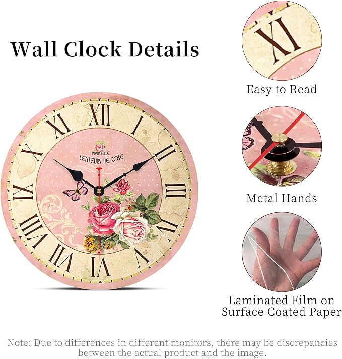 VIKMARI Home 14 Inch Battery Operated Silent Non-Ticking Vintage Wall Clock - Image 5