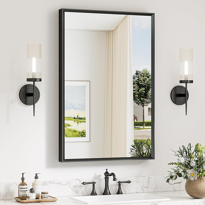 Keonjinn 24 x 36 Inch Black Bathroom Mirrors by Keonjinn