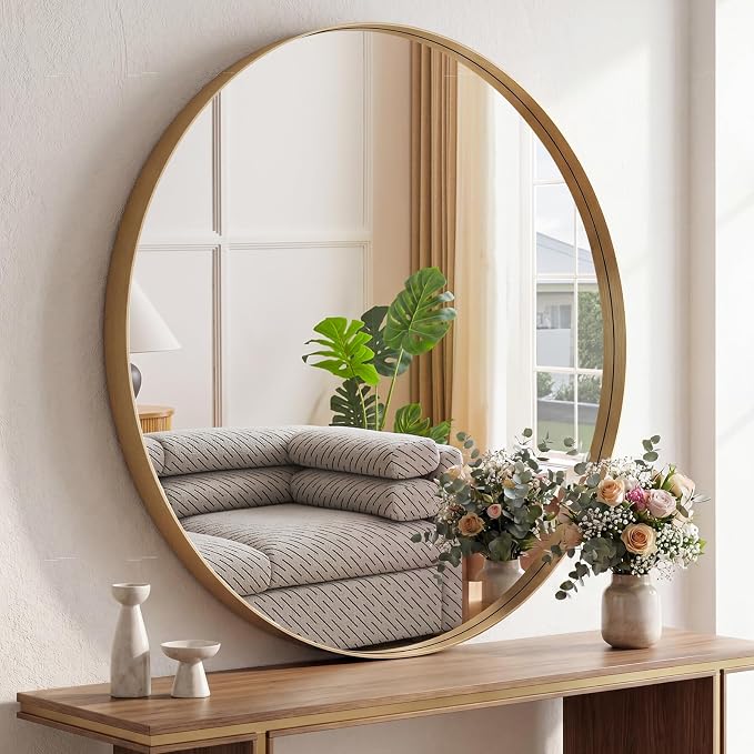 NEWBULIG 30-Inch Round Wall Mirror, Bathroom Wall Circle Mirror by NEWBULIG