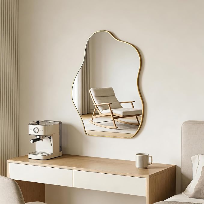 Ruomeng Irregular Wall Mirror Asymmetrical Mirror, Modern Decorative Wall Decor - Image 3