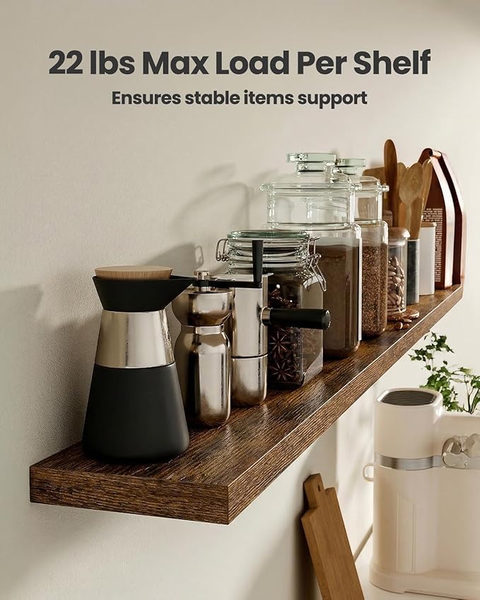 AMADA HOMEFURNISHING 47.2" L Floating Shelves, Wall Shelves Set of 3 - Image 5