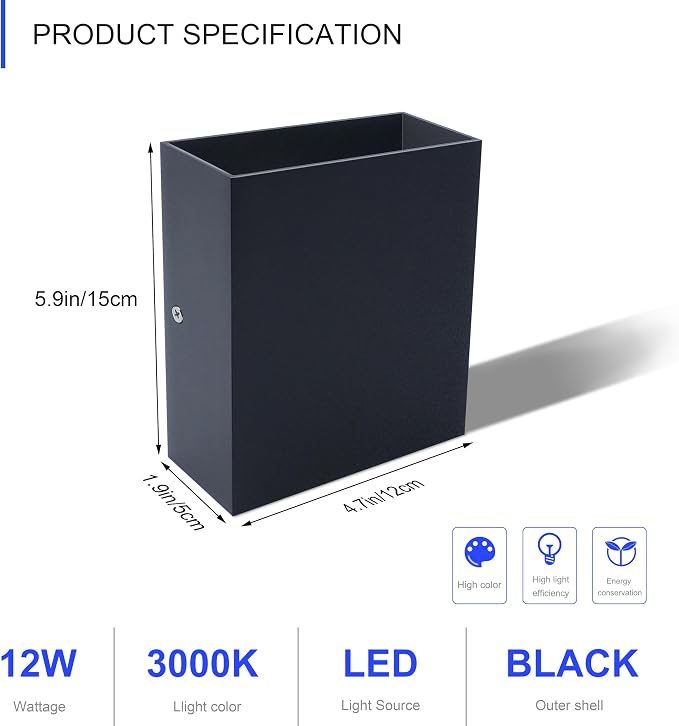 KICAAO LED Wall Sconces 4 Pack, 12W Modern Wall Lamp, Hardwired Aluminum Wall - Image 4