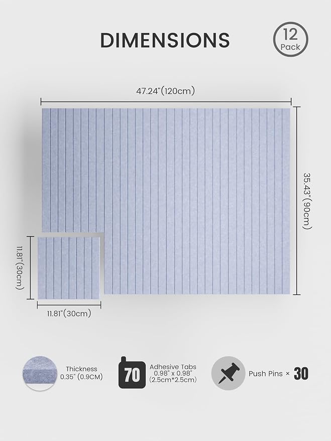 Bumusty Large Cork Board Alternative-48 x 36" Felt Bulletin Board Tiles - Image 2