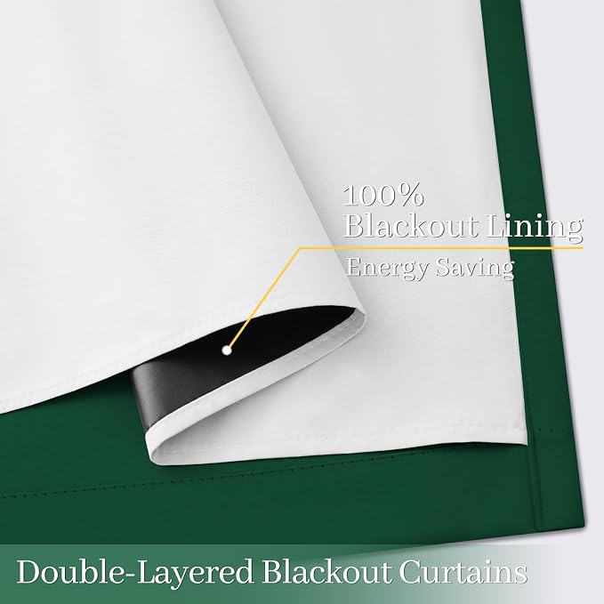 Yakamok 100% Blackout Curtain Panels 63 inches Cold and Light Blocking Drapes - Image 4