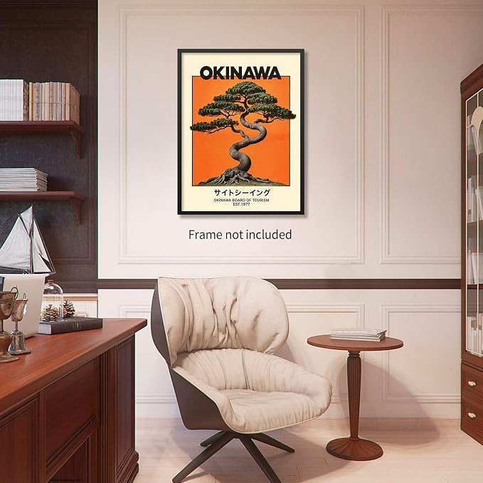 Heltrappe Japanese Canvas Wall Art Okinawa Prints Vintage Japanese Bonsai Tree - Image 5