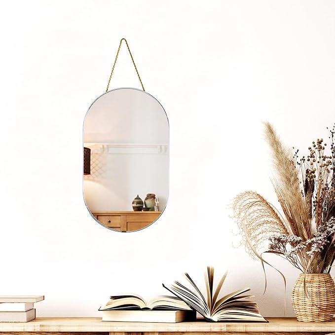 Oval Mirror with Lanyard, High Definition Bathroom Mirror - Image 4