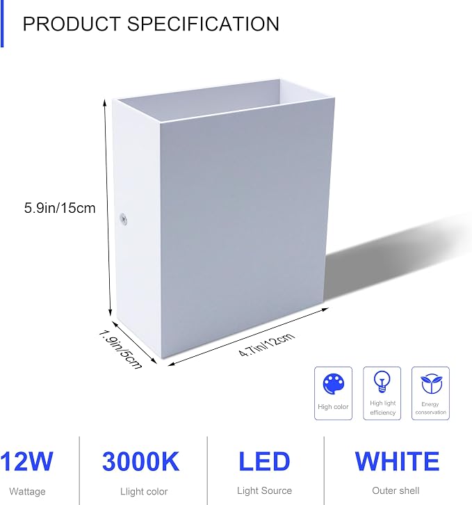 KICAAO LED Wall Sconces 4 Pack, 12W Modern Wall Lamp, Hardwired Aluminum Wall - Image 4