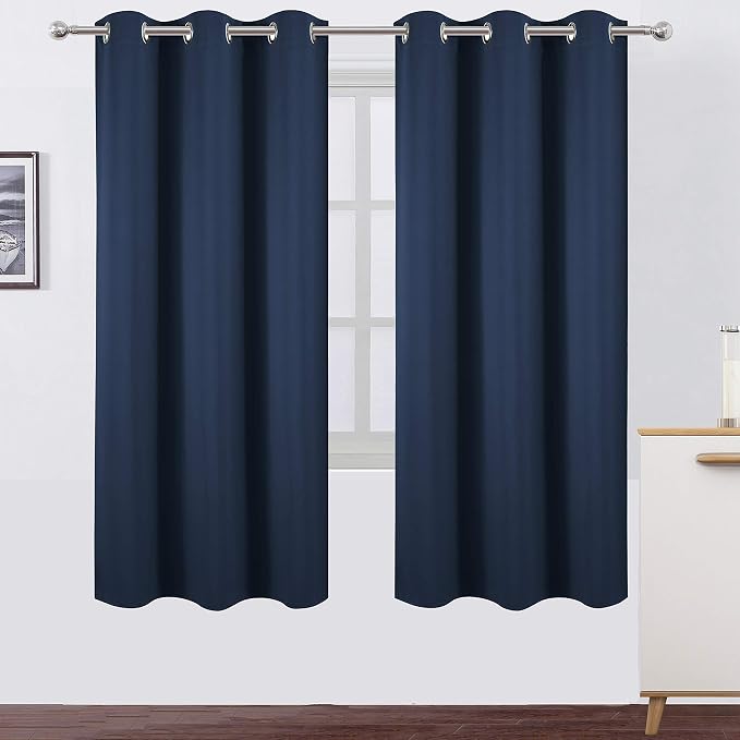 LEMOMO Navy Blue Thermal Blackout Curtains/42 x 72 Inch/Set of 2 Panels Room by Lemomo