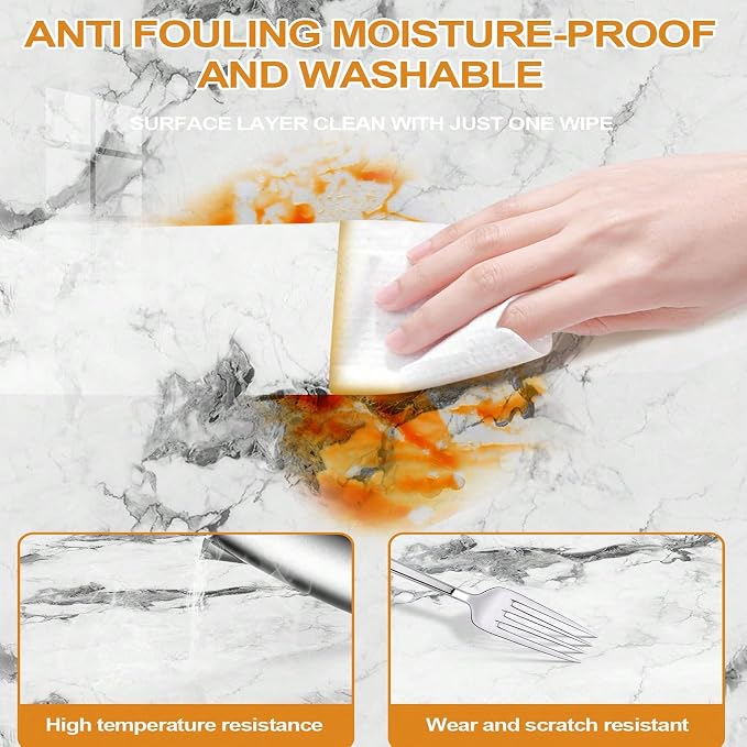 Chejiaye 10pcs Marble Peel and Stick Backsplash Waterproof Washroom Wall Panels - Image 9
