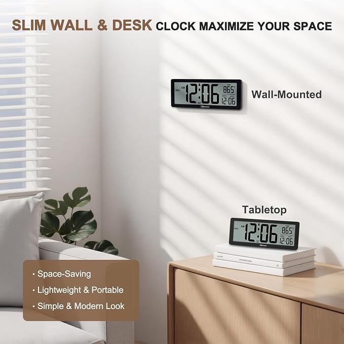 Soobest 8.5 Inch Digital Wall Clock Battery Operated - Image 7